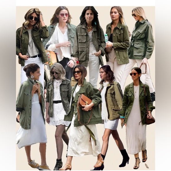 New Rachel Zoe Womens Olive Utility Canvas Jacket 100% Linen Size L - Picture 10 of 10